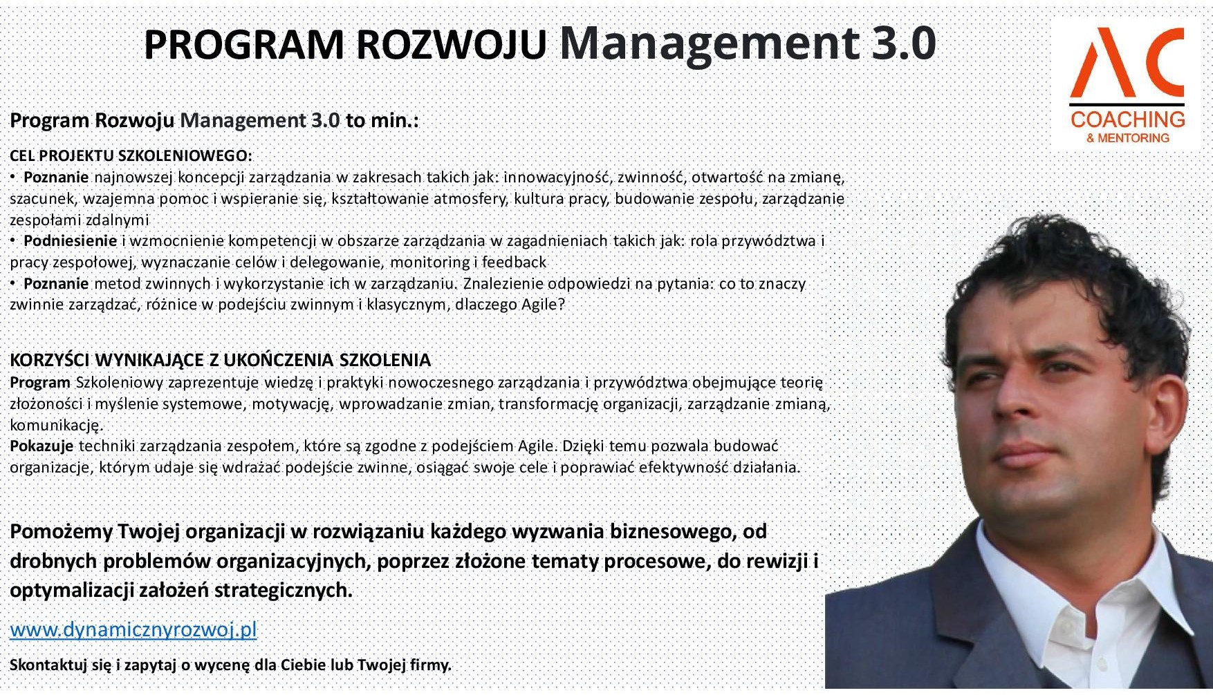 Szkolenie Management 3.0 | Leadership  Szkolenia - Adam Cyrybał
